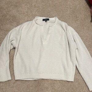 Lulu's Cream Crewneck Textured Knit Sweater